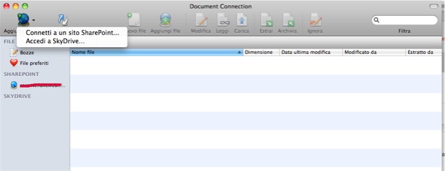 Integrazione di siti SharePoint 2010 con Office 2011 per Mac