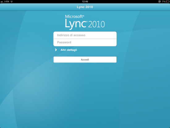 Configurare manualmente Lync 2010 su iPad e iPhone per utilizzare account di Lync Online su Office 365