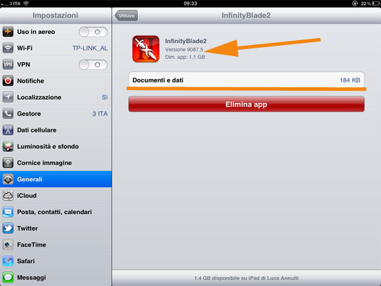 Verificare lo spazio utilizzato dalle app su iOS5